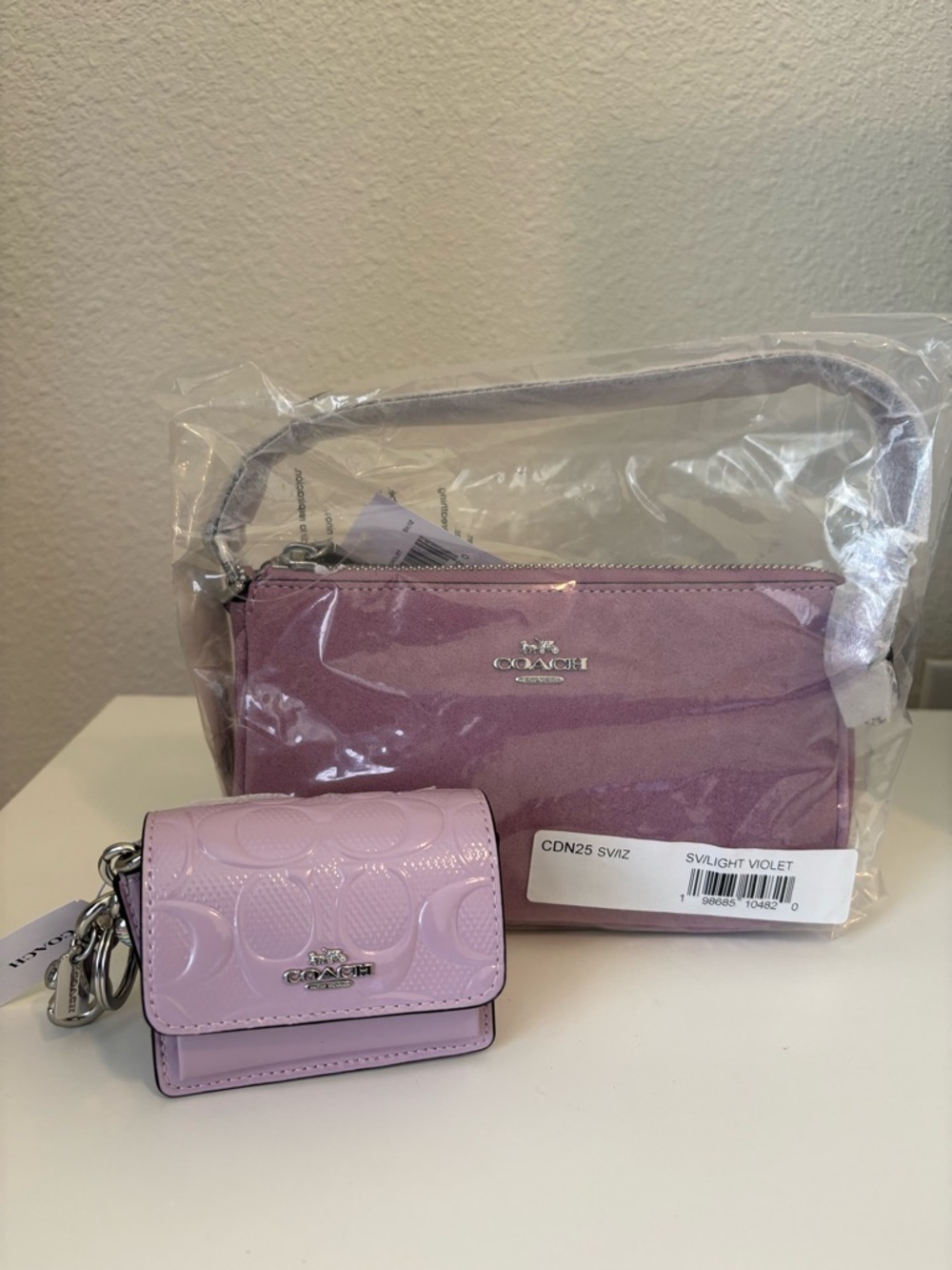Coach SV.Light Violet Shoulder Bag with Matching Bag Charm